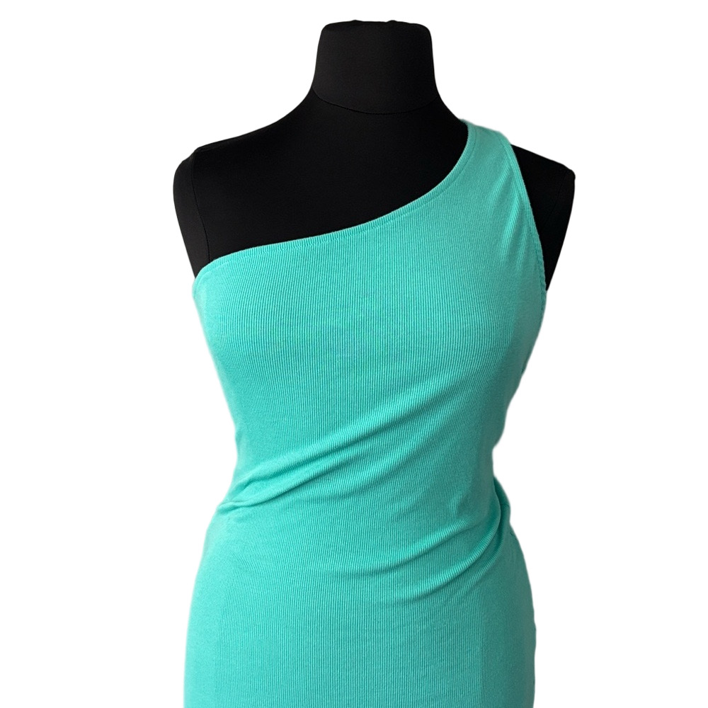 Free People Beach One Shoulder Aqua Maxi Dress Open Back Bodycon Resort size M - Picture 3 of 7